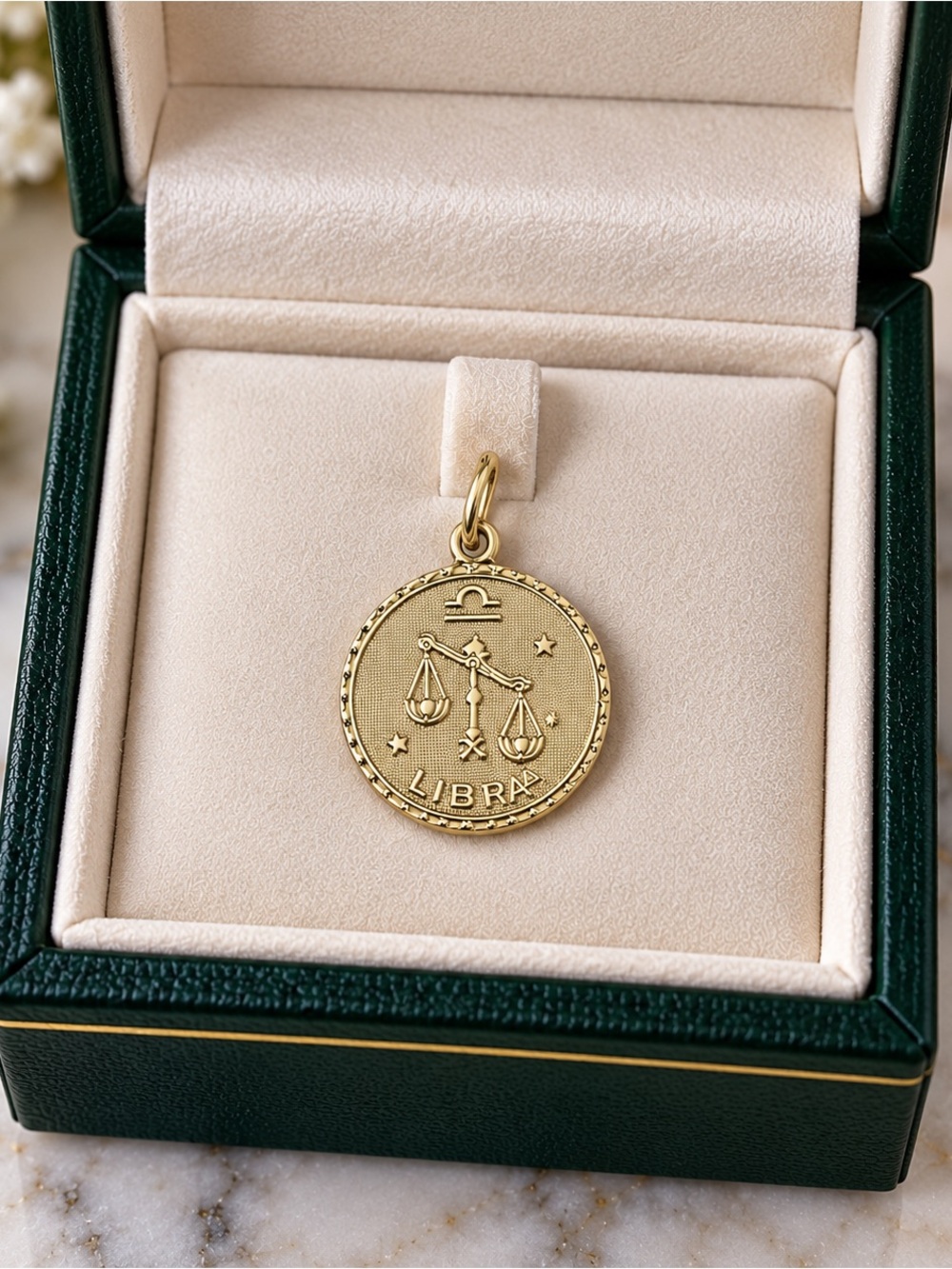 Gold Tone Libra Zodiac Pendant Charm - Women's Jewelry